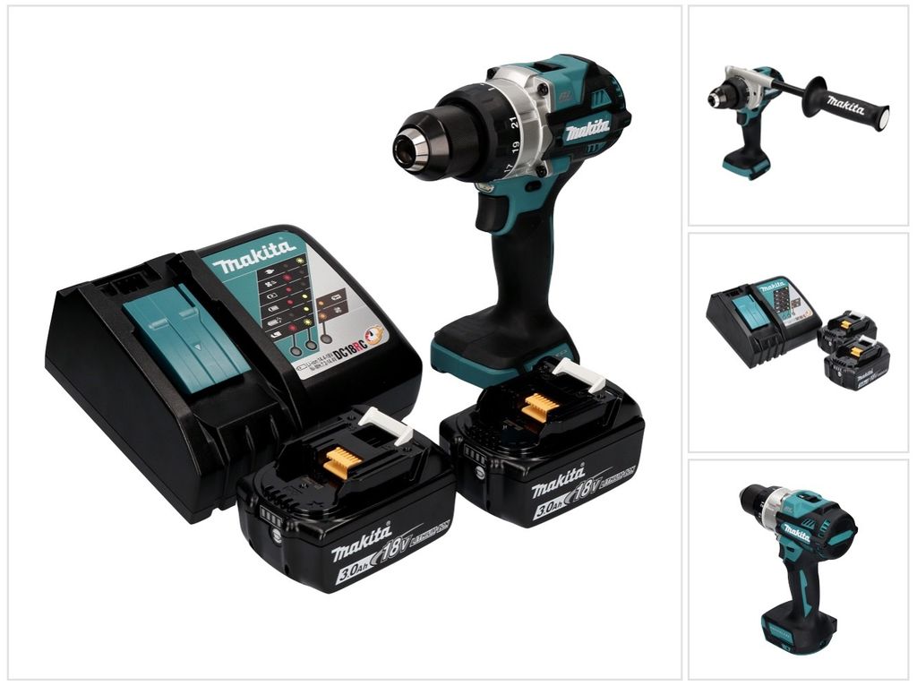 Makita DDF 486 RF Akku Bohrschrauber 18 V 130 Nm Brushless + 2x Akku 3,0 Ah + Ladegerät