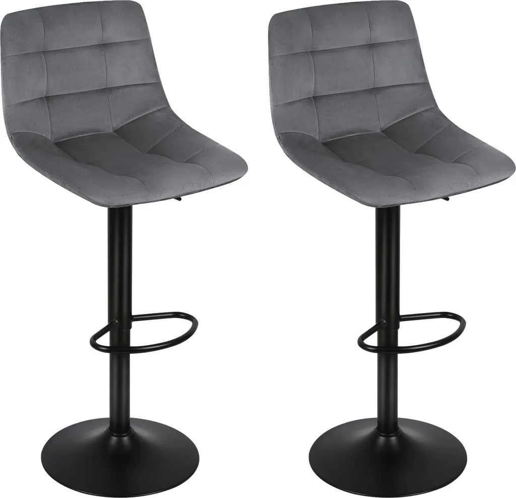 Tabouret de bar réglable en hauteur velours et métal lot de 2 confort