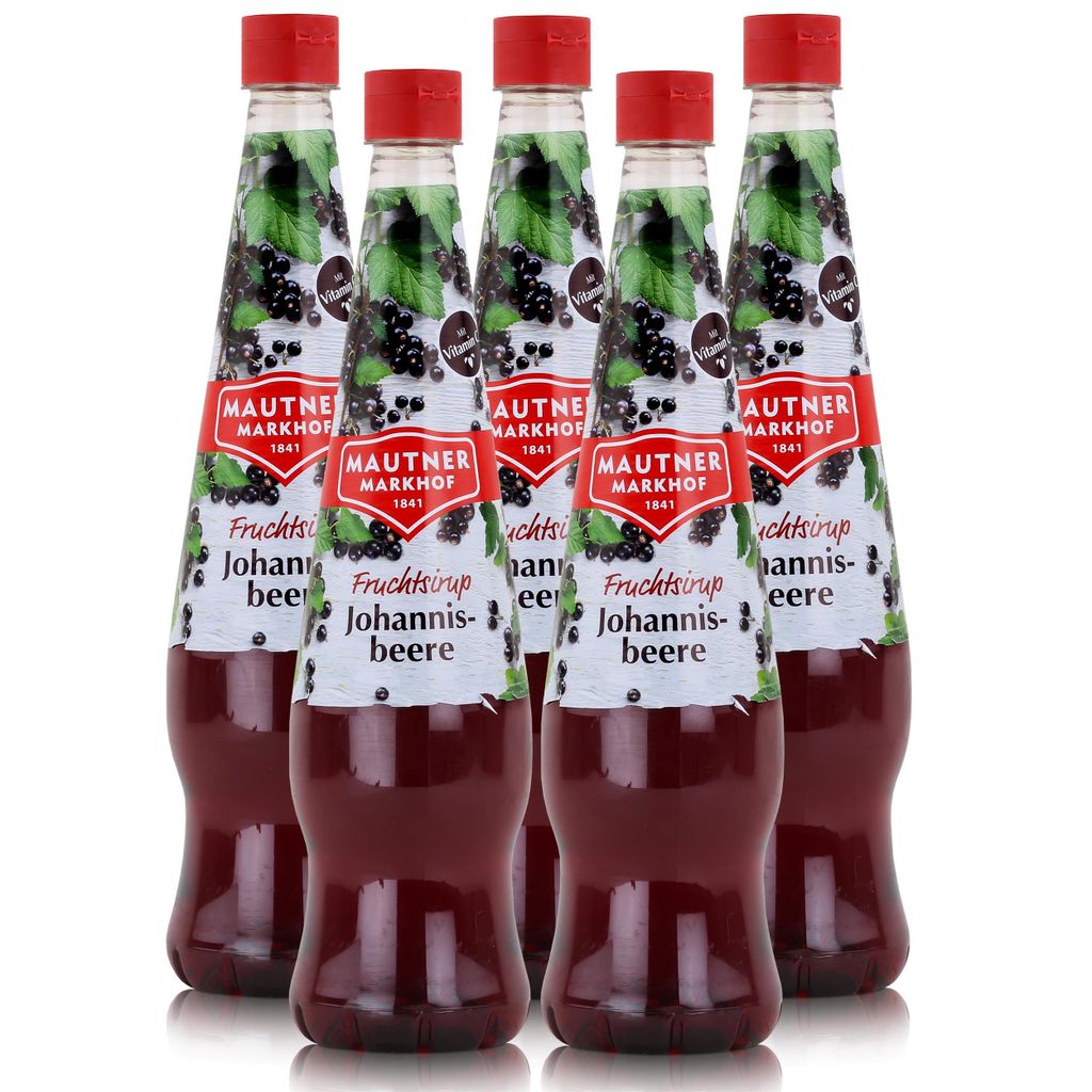 Mautner Getränkesirup Johannisbeere 0,7L - Softdrink, Cocktails (5er Pack)