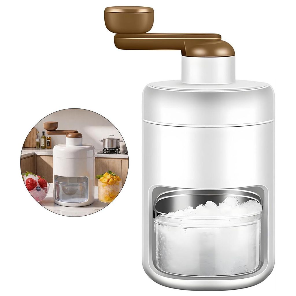 24h Eiscrusher, Schneekegelmaschine, manuelle Eismaschine für Zuhause, Handkurbel-Eiszerkleinerer,Slush-Maker, tragbar, ideal für Picknick und Ou...