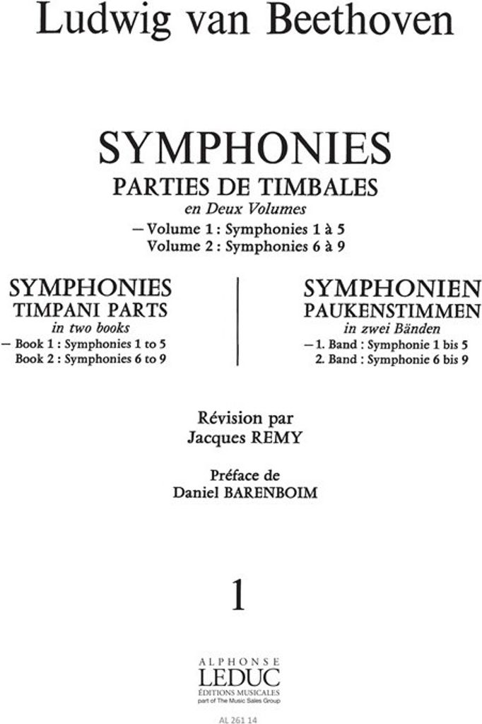 Symphonies Parties De Timbalesvolume 1, Symphonies 1 A 5
