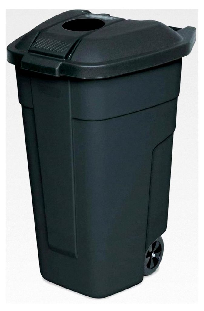 Abfallbehälter 100 Liter mit Einwurföffnung im Deckel, BxTxH 510x550x850 mm (schwarz/schwarz)