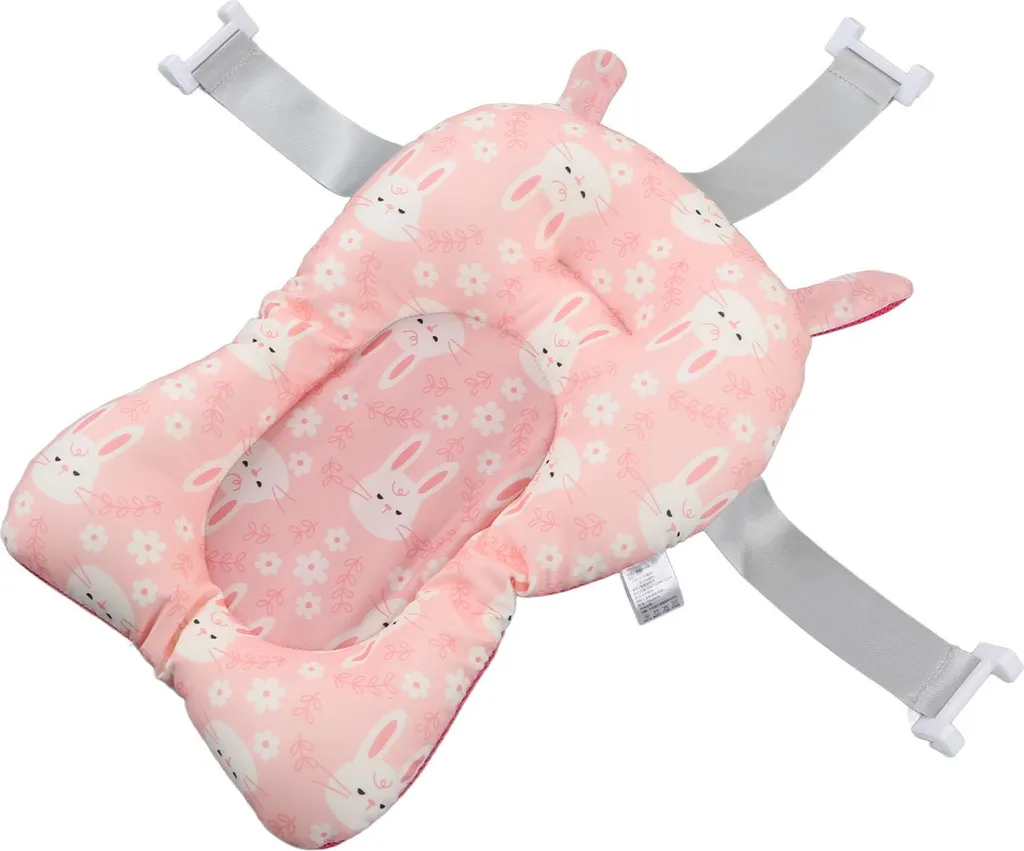 Tapis de bain bébé rose séchage rapide et oreiller antidérapant