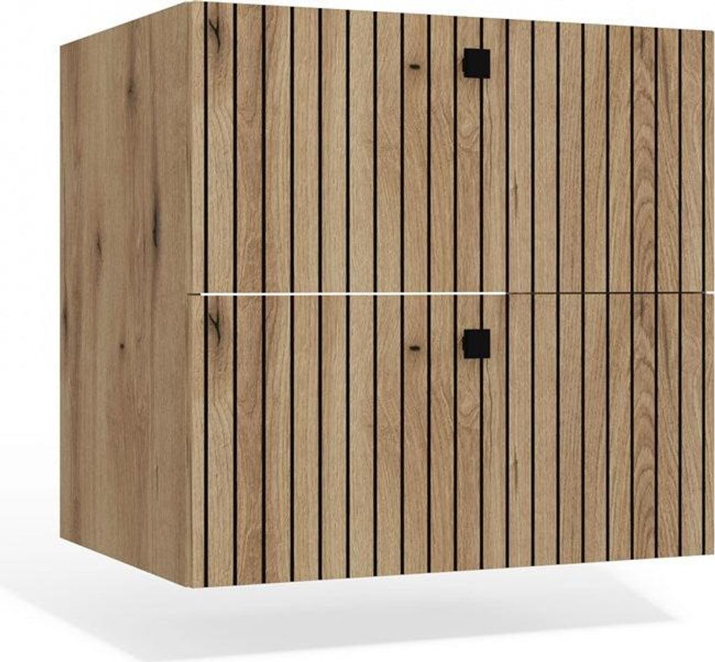Hängender Badezimmerschrank TIGO 60 2L mit Soft-Close-Schubladen – Modernes Design | Farbe: Eiche evozieren
