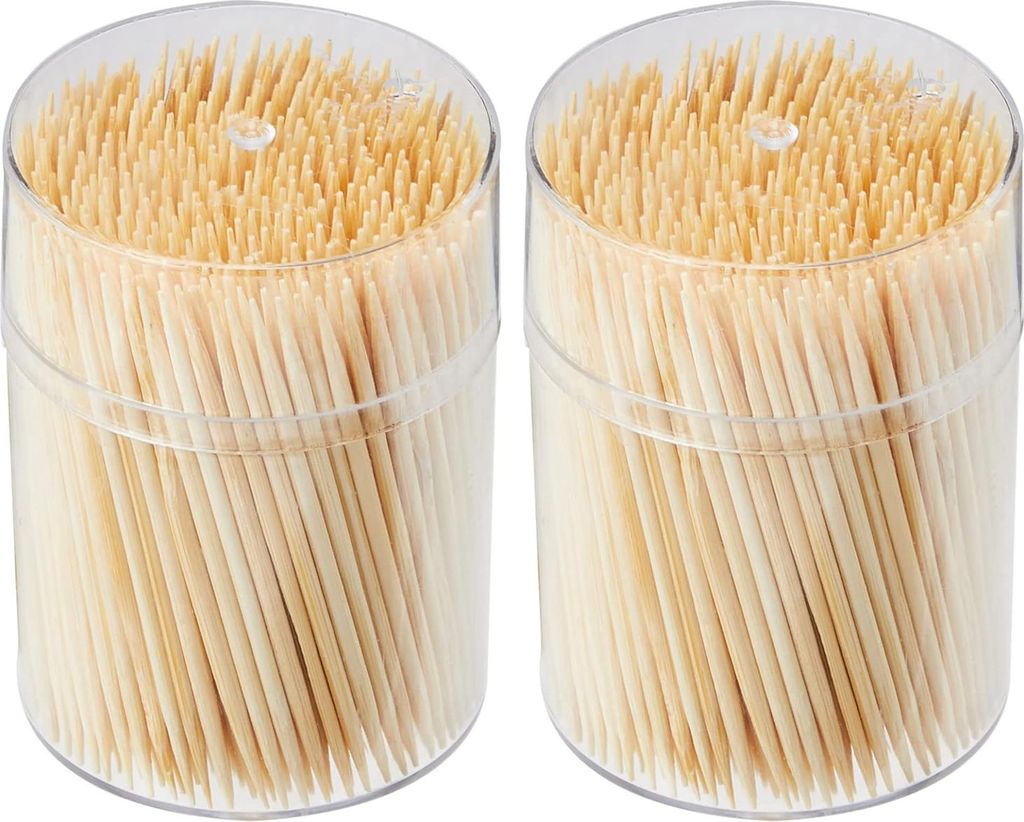 1100 Holzzahnstocher, Bambuszahnstocher, Zahnseidedosen, Zahnreiniger-Bambuszahnstocher, geeignet für die tägliche Zahnreinigungspflege oder zum ...