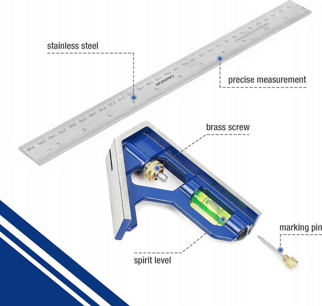 Rapporteur d'Angle WORKPRO 300mm pour Mesures de Précision Menuiserie - 3
