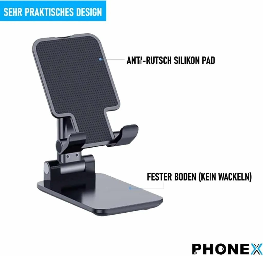 PHONEX Supporto Professionale Tavolo Smartphone: Bulk Nero Tablet - 4