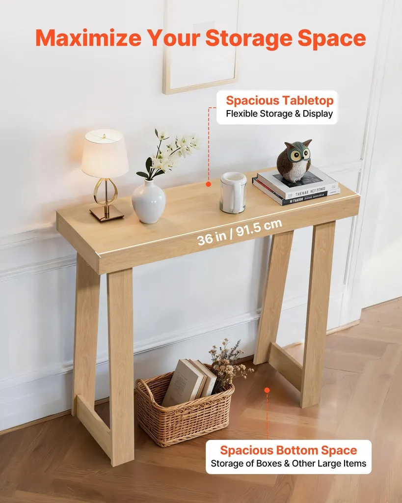 Table d'Appoint pour Canapé et Entrée - Console Fine 91,5 cm de Long - 4