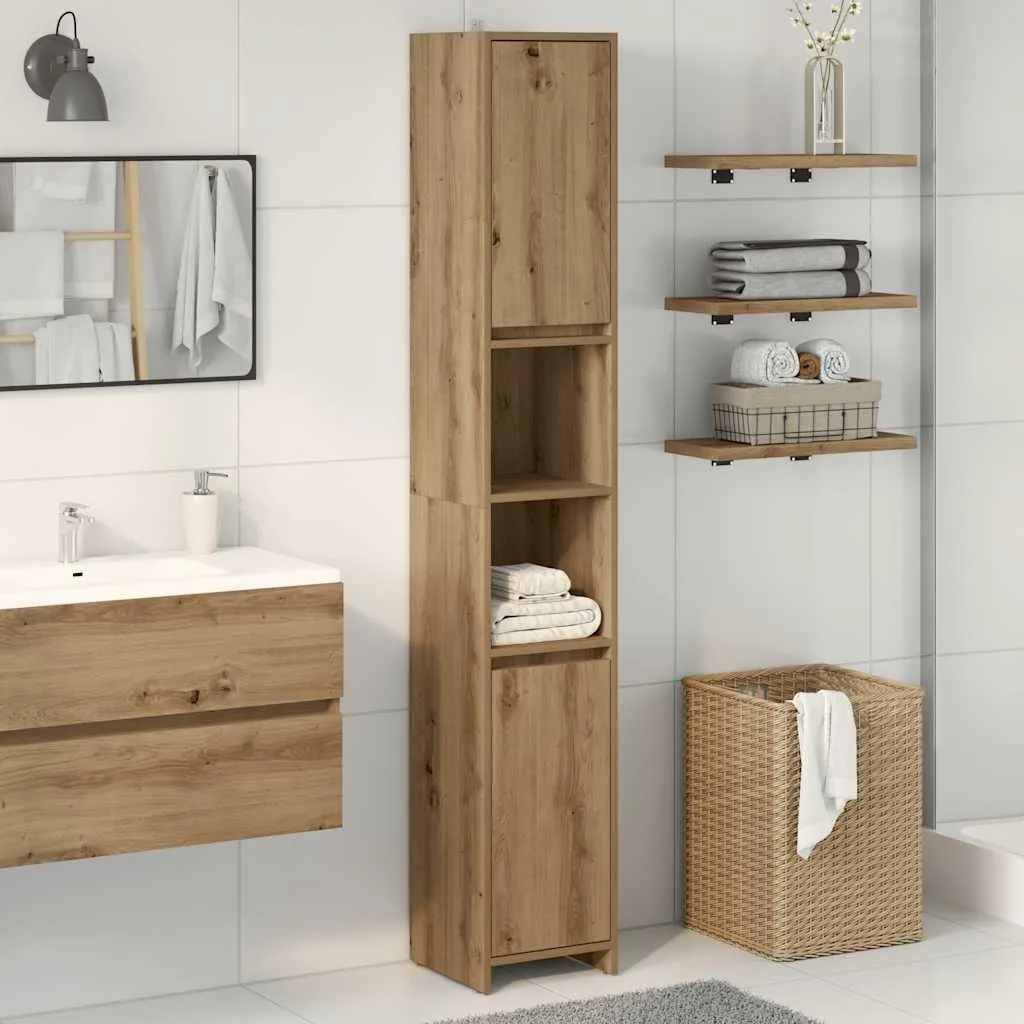 Mobile Bagno Colonna Rovere Artigianale 30x30x183,5 cm | Arredo Top