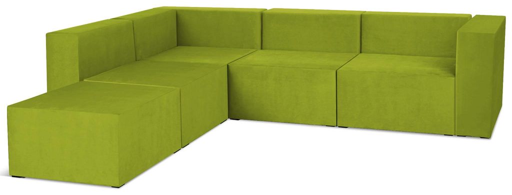 LEON 4-sitziges modulares Ecksofa in lindgrün - Segment für modulares Möbelset: 5 Sitze, 5 Rückenlehnen, 1 Armlehne