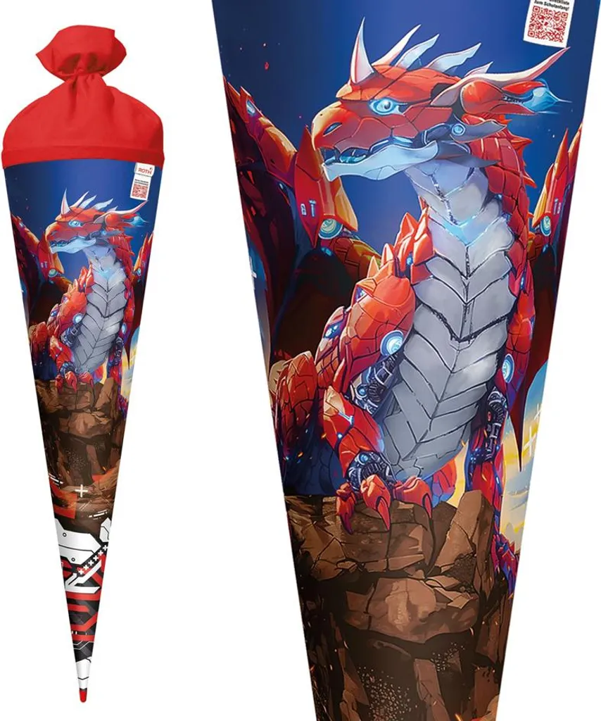 Cornet scolaire robuste Robo Drache ROTH 70cm contre le stress de rentrée