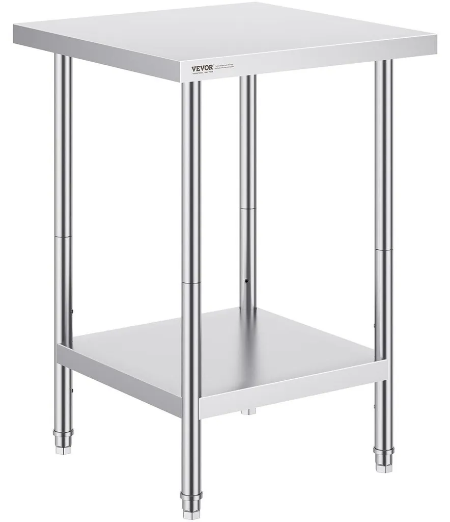 Table de préparation en acier inoxydable 61x61x86 cm pour cuisine