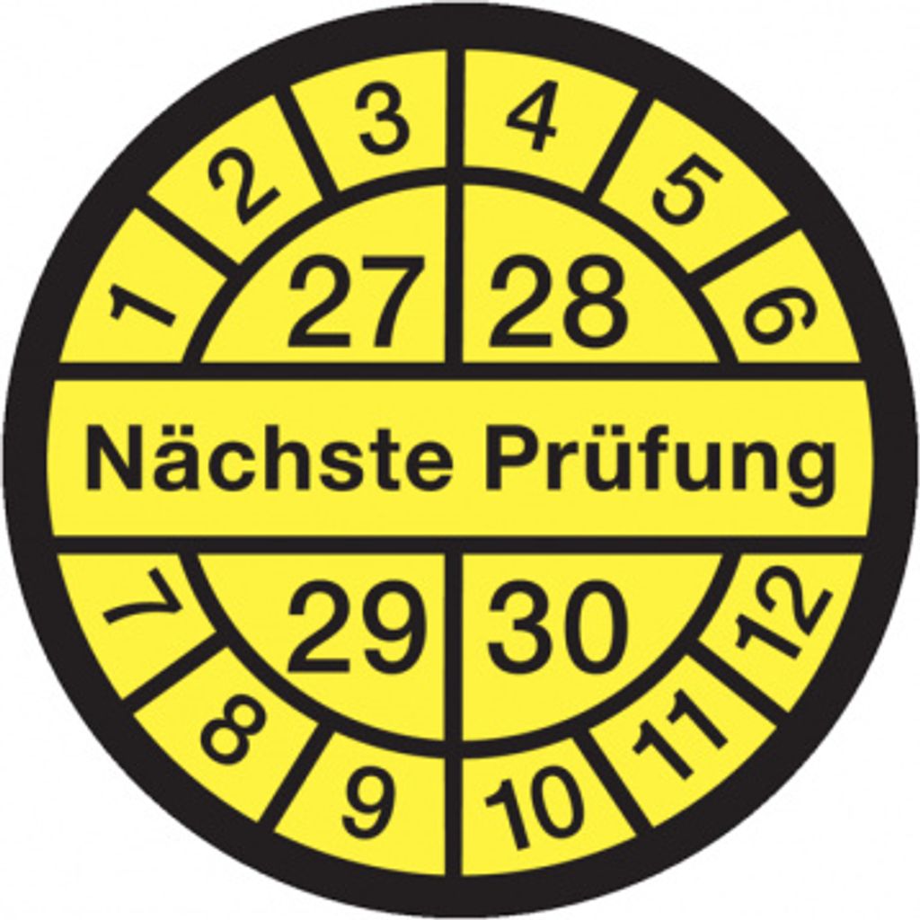 Dreifke Aufkleber Prüfplakette, Nächste Prüfung, schwarz/gelb, Dokumentenfol...