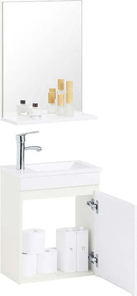 Ensemble meuble-lavabo design compact avec miroir pour WC et studio