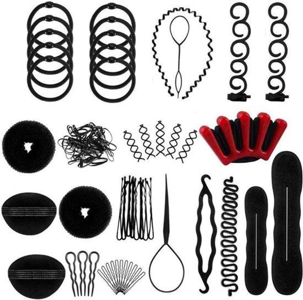 Haarschmink-Set 25-teilig für Frauen - DIY-Haaraccessoires - Vlecht- und Krulgerecht - Haarspangen - Magic Bürste Twist Locking Tool Kit