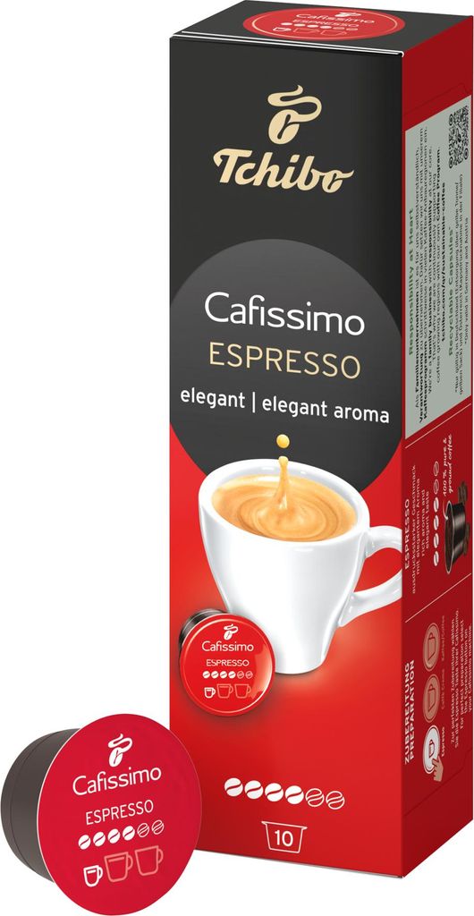 Tchibo Cafissimo Espresso elegant Kaffeekapseln, 10 Stück (Espresso, ausdrucksstark mit vollem Aroma), nachhaltig & fair gehandelt