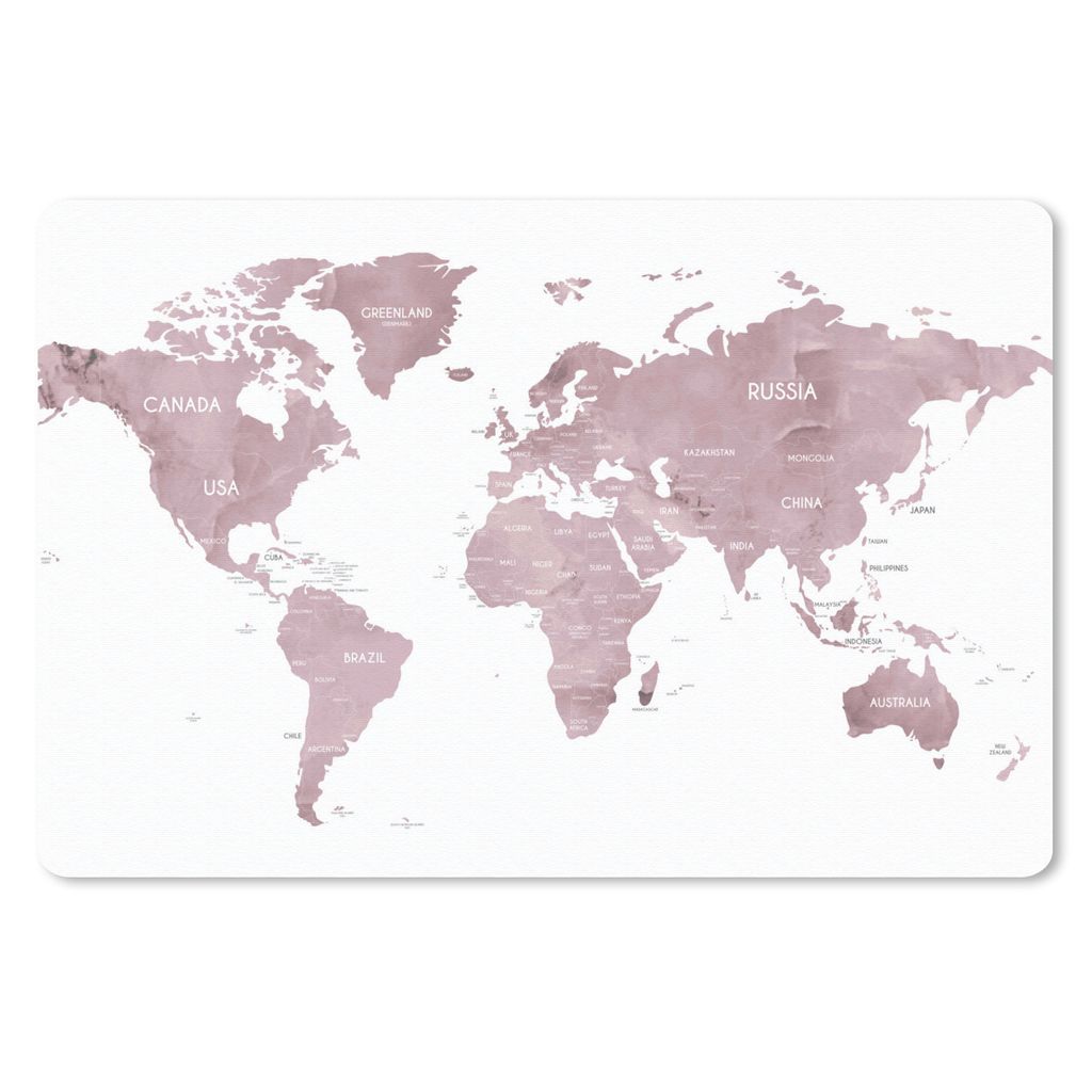 MuchoWow Mauspad Mousepad Weltkarte - Lila - Weiß 27x18 cm - Mousepads - Maus Mat - Pad - Mausunterlage - Büroartikel - Desk Matten