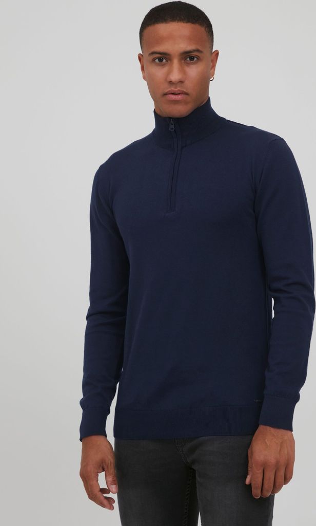 INDICODE IDBaddon Herren Strickpullover Troyer Feinstrick Pullover mit Stehkragen