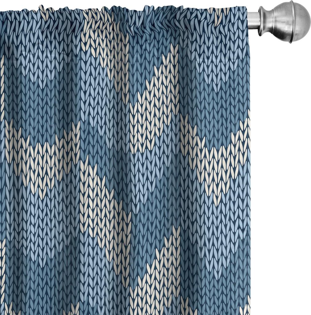 ABAKUHAUS Blau Vorhänge, Gardinen, Nordisches skandinavisches Kulturmuster im Winter färbt Retro- Art traditionell, 2 Stück 75 x 225 cm, Blassbl...