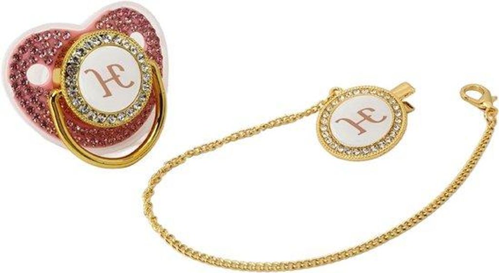 Silikon Babyfopspeen mit 26 Buchstaben und Bling Fopspeenklip - Sicher für Neugeborene Mädchen - Biegsames Design mit Steinen