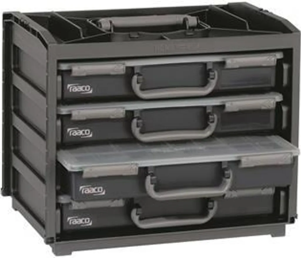 Raaco Handy Box Silverline : Mallette de rangement à 4 compartiments