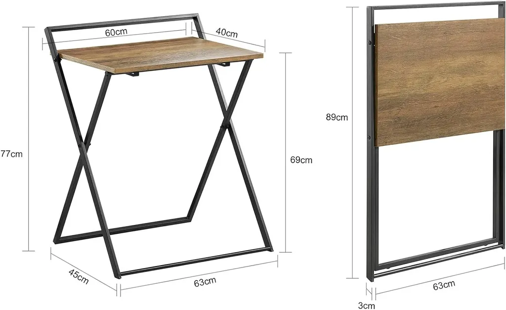 Table de travail pliable gain de place pour bureau à domicile 63x77 cm - 2