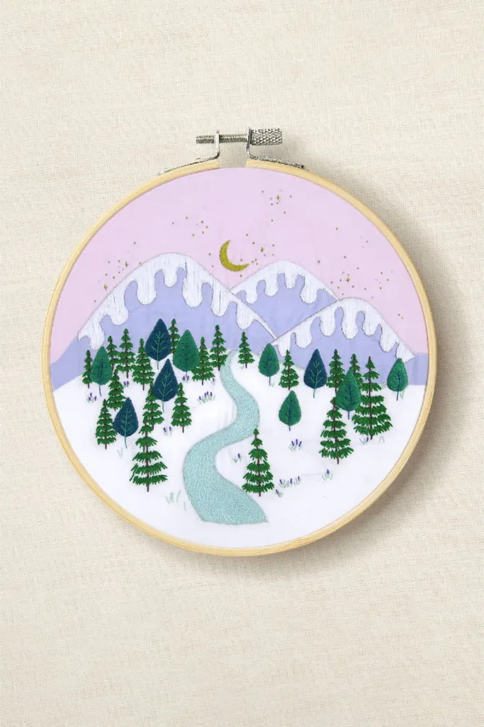 Cercle à broder DMC Paysage d'Hiver pré-imprimé pour décoration DIY