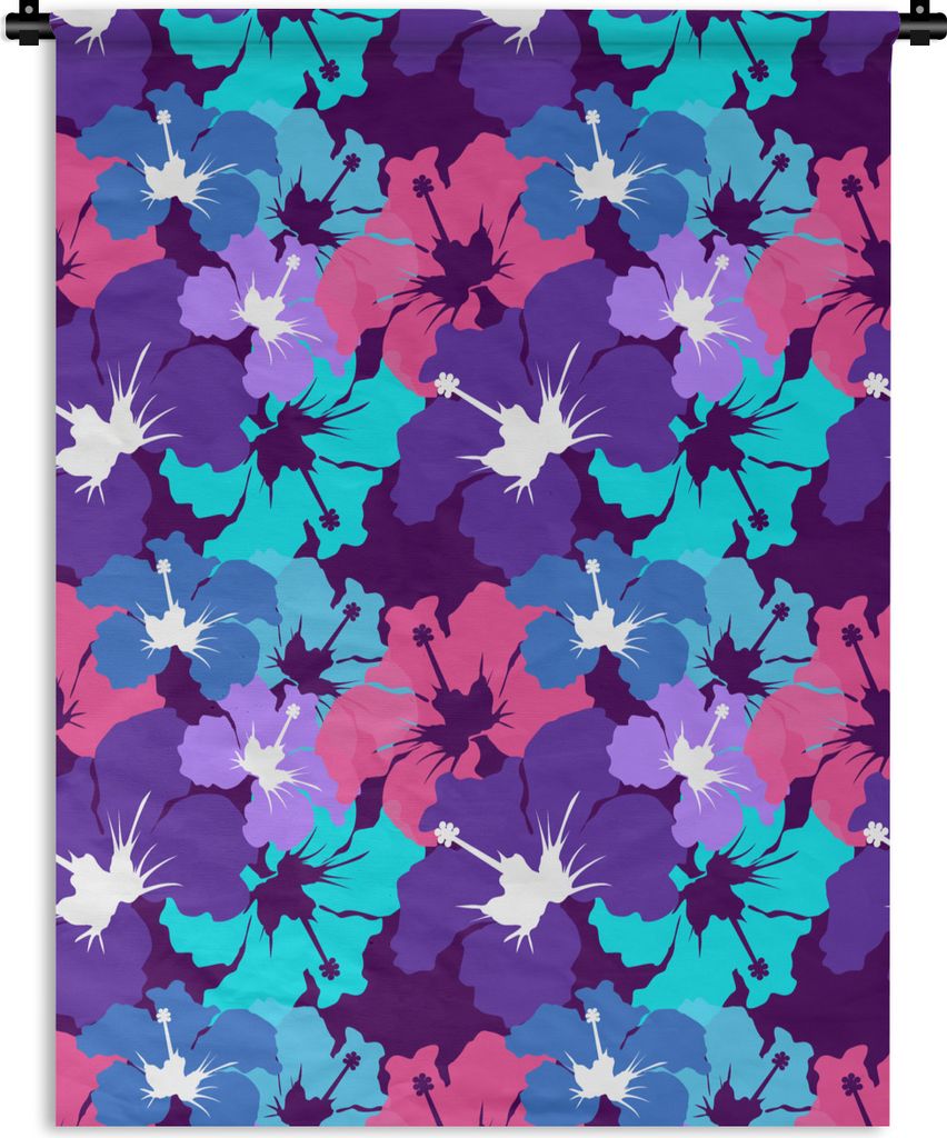 MuchoWow Wandteppich Wandbehang Tropisch - Blumen - Hawaii - Muster 120x160 cm Tapisserie Dekoration Wandtuch - Wohnzimmer - Moderne