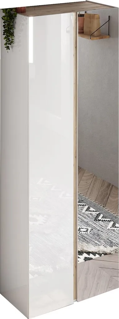 Armoire de rangement 2 portes avec tiroirs Gradoli blanc laqué 185cm
