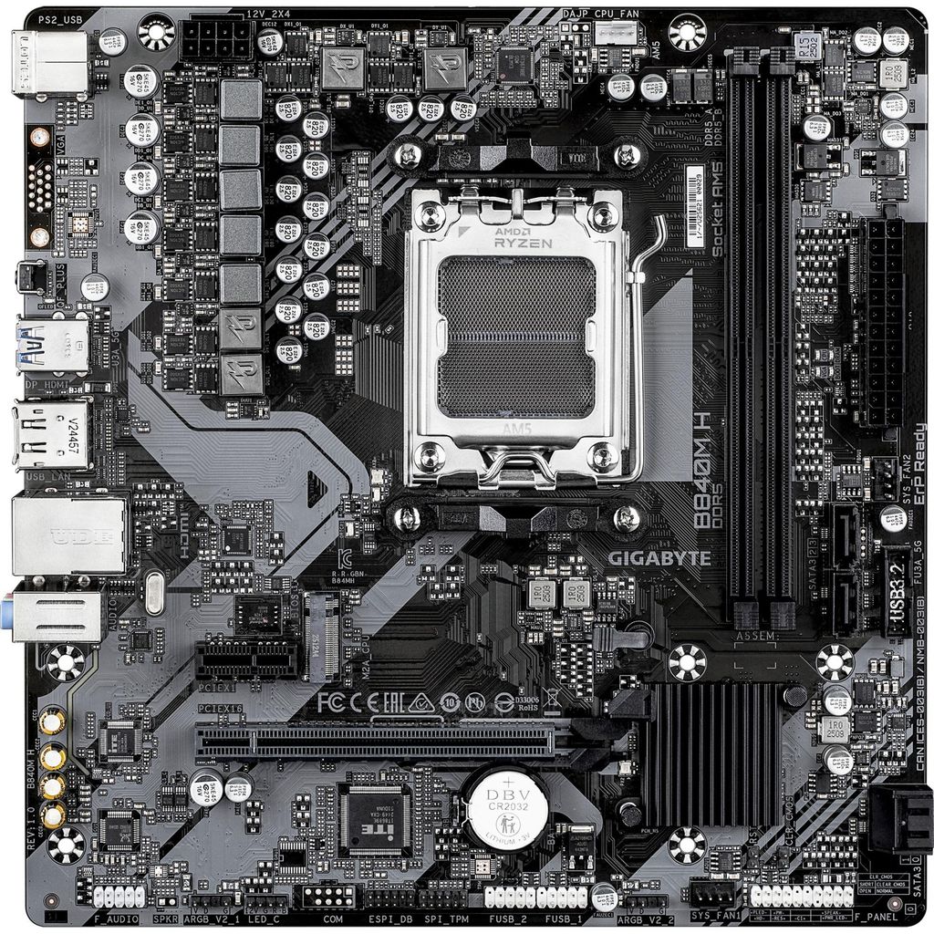 Gigabyte B840M H - Motherboard - micro ATX - Socket AM5 - AMD B840 Chipsatz - USB 3.2 Gen 1 - Gigabit LAN - Onboard-Grafik (CPU erforderlich)