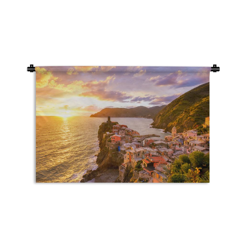 MuchoWow Wandteppich Wandbehang Sonnenuntergang in Cinque Terre 60x40 cm Tapisserie Dekoration Wandtuch - Wanddekorationen