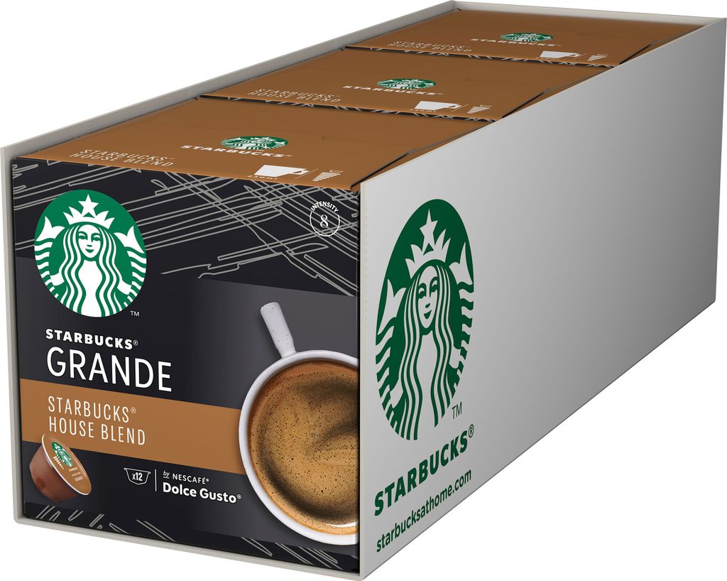 Nescafé Dolce Gusto Starbucks House Blend Grande 3er Set, Kaffee, Röstkaffee, Kaffeekapseln, 3 x 12 Kapseln