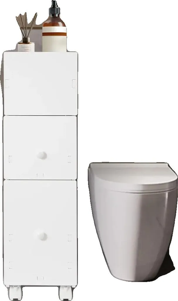 Armadio da Bagno Salvaspazio 53x22,5x75 cm | Mobiletto con Ruote e Cassetti