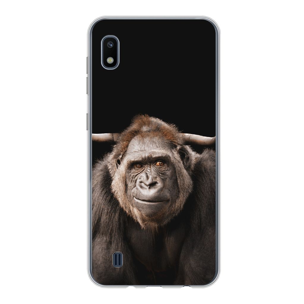 MuchoWow Handyhülle Schutzhülle Hülle für Samsung Galaxy A10 Affe - Schottischer Highlander - Schwarz Silikon Softcase Handy Hülle - Schutzh...