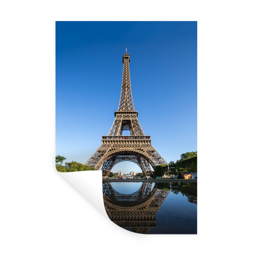 MuchoWow Wandtattoo Wandsticker Wandaufkleber Originalfoto des Eiffelturms in Paris 60x90 cm Selbstklebend und Repositionierbar - Sticker - Dekor...