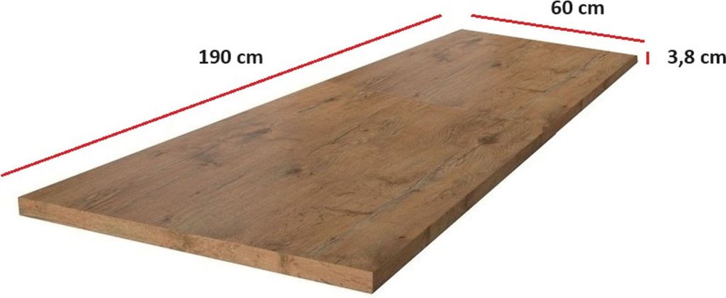 Arbeitsplatte 190 cm 38 mm Küchenzeile Küchenblock Eiche Lancelot Küche Vigo