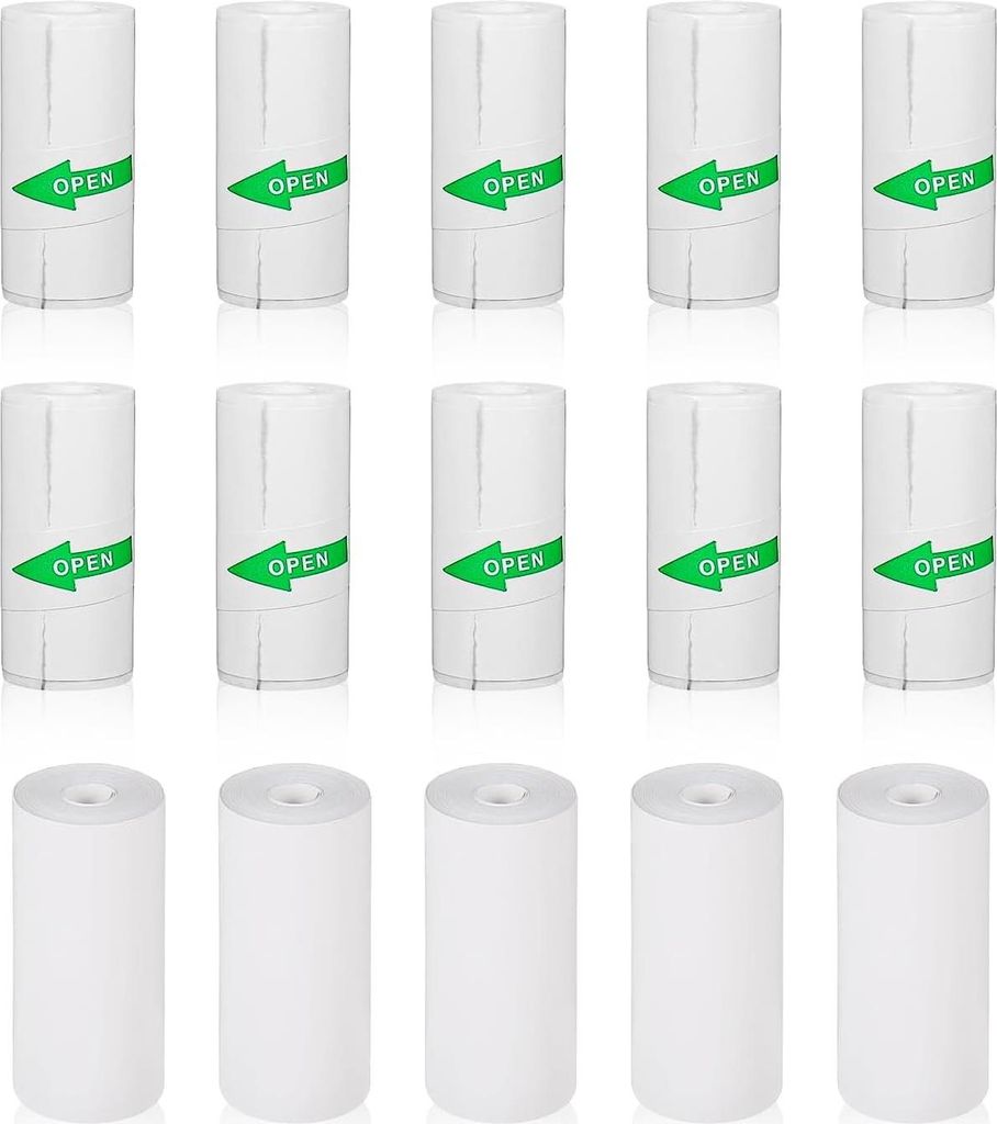 15 Rollen Thermorollen 57mm x 25mm x 5/3 M Thermopapier Sofortbildkameras Mini Drucker Papier Selbstklebender Nachfülldruckpapier für Logo Barcod...
