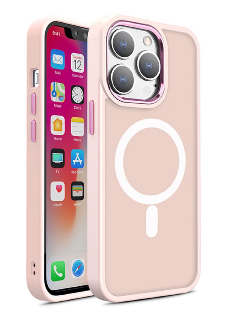 HQWear Color Matte Hlle fr iPhone 15, MagSafe-kompatibel, Pink