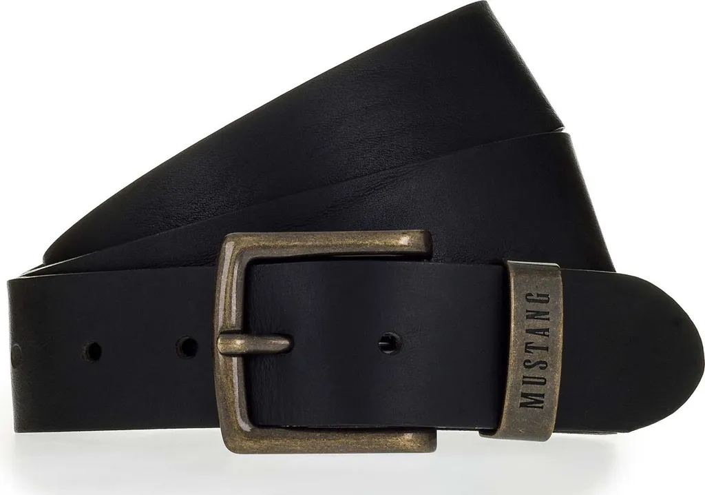 Cintura MUSTANG Pelle Nera W95 - Accessorio Cuoio 4cm per Pantaloni