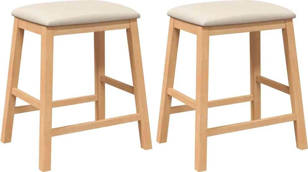 Sgabelli Alti Design Moderno 2 pz Legno Massiccio e Cuscini Comfort