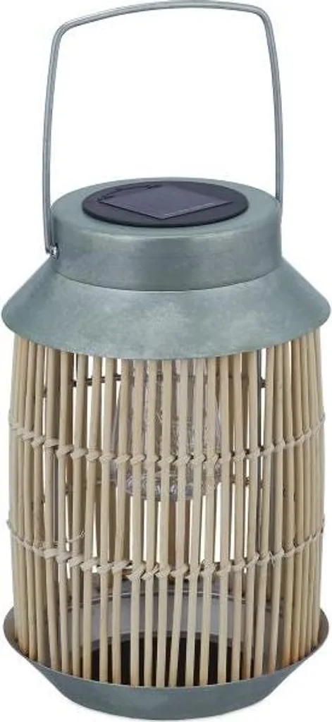 Lanterne solaire décorative en rotin et métal pour terrasse et balcon