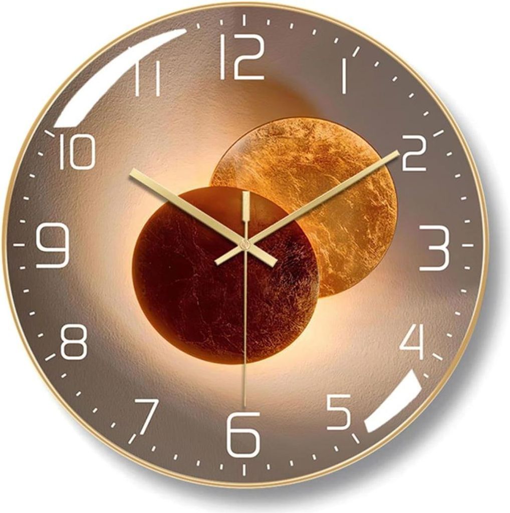 Wanduhr fürs Wohnzimmer, Art-déco-Wanduhr, 30 cm, moderne Metallwanduhr, geräuschlos, geeignet für Wohnzimmer, Schlafzimmer, Büro, Arbeitszimmer