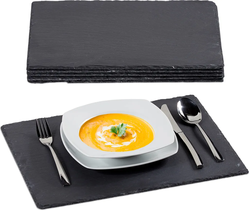 Set 12 Tavolette Ardesia Relaxdays - Decorazione Tavola Moderna 30x40