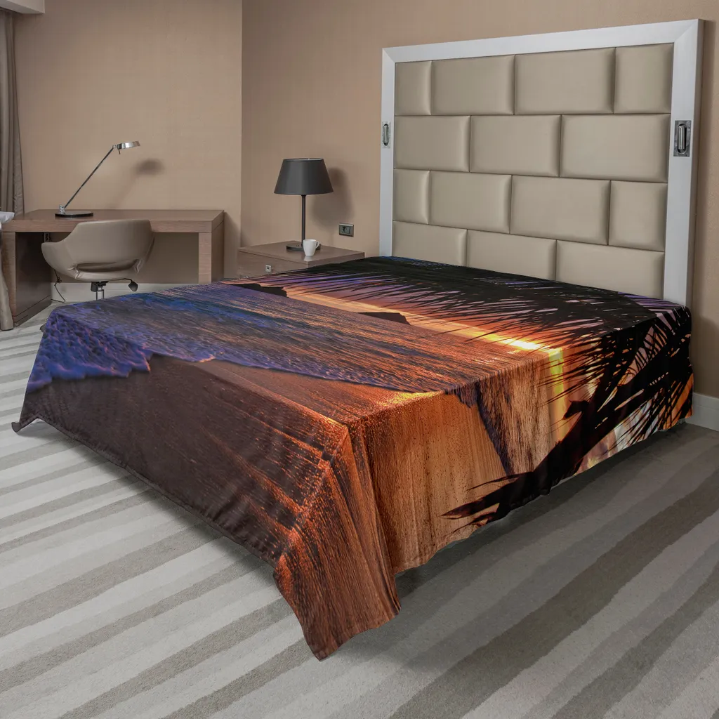 Drap de dessus violet ultra doux et facile d'entretien, motif Hawaï 244 cm
