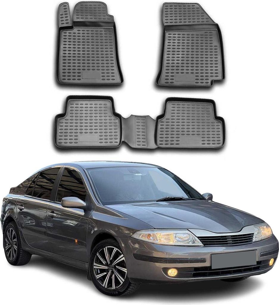 OMAC Gummimatten Fußmatten für Renault Laguna 2001-2007 TPE Automatte Schwarz 4x