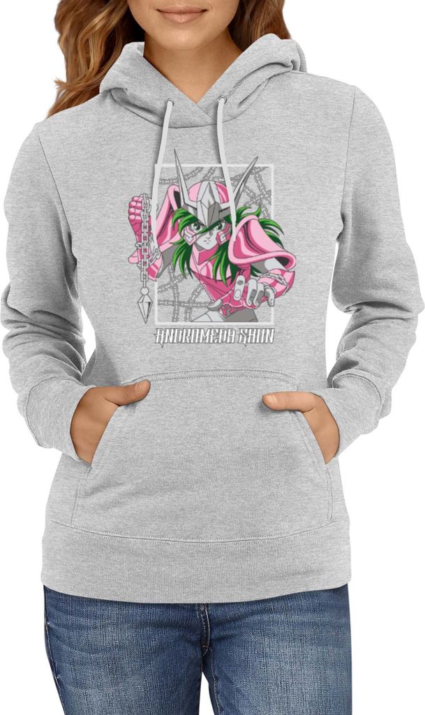 Damen Kapuzenpullover Japan Anime Manga Saint Anime Seiya Andromeda Shun 01, Lady L / Grau