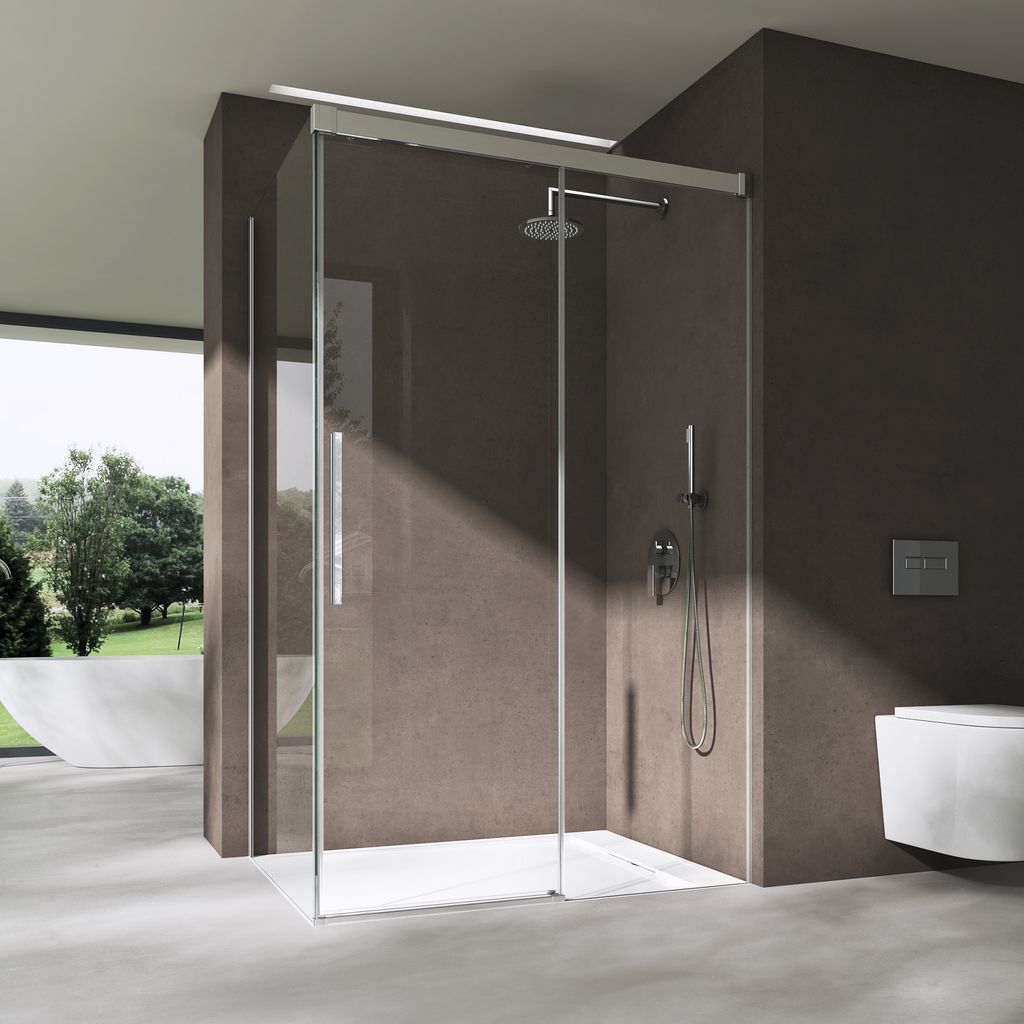 doporro Duschkabine Eckdusche 90x110x195cm Schiebetür mit Soft-Close Rechts-oder Linkseinstieg ESG-Sicherheitsglas inkl. NANO Rav12K plus