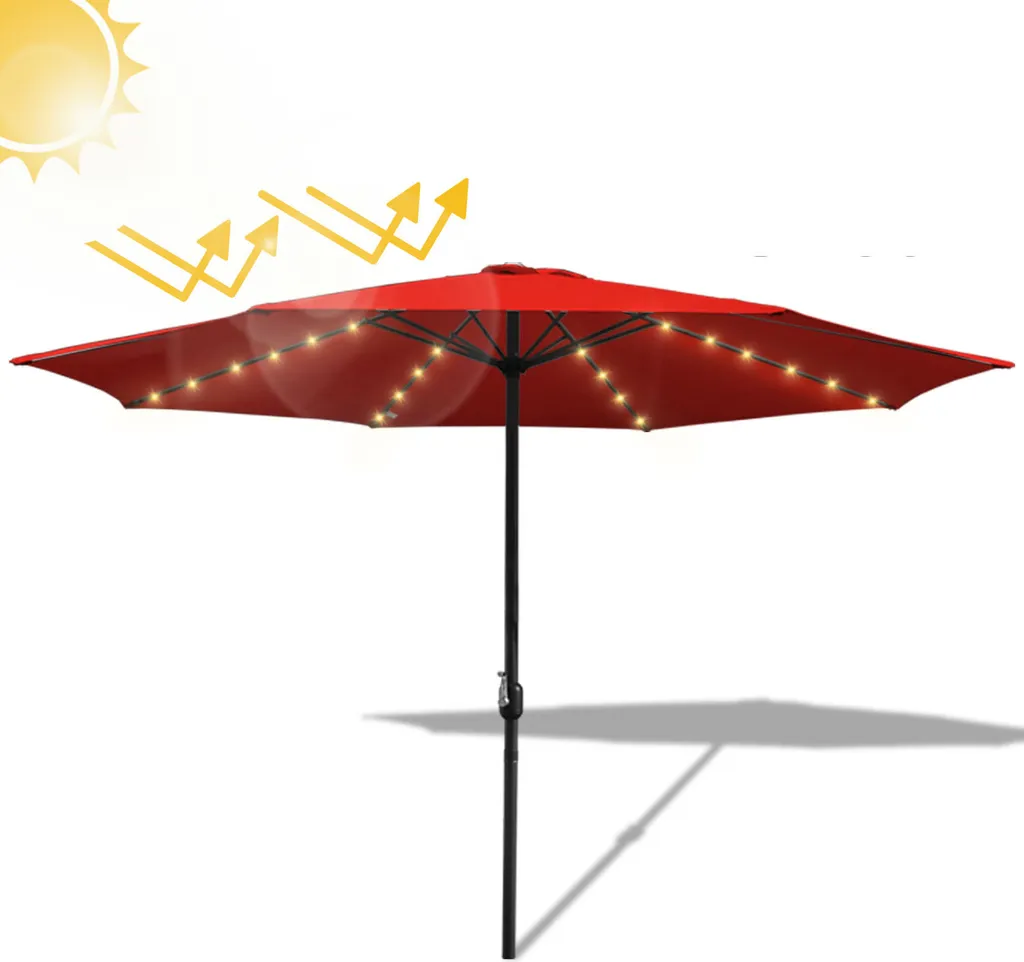 Ombrellone Professionale 350cm LED Rosso Aopunly - Struttura Ferro