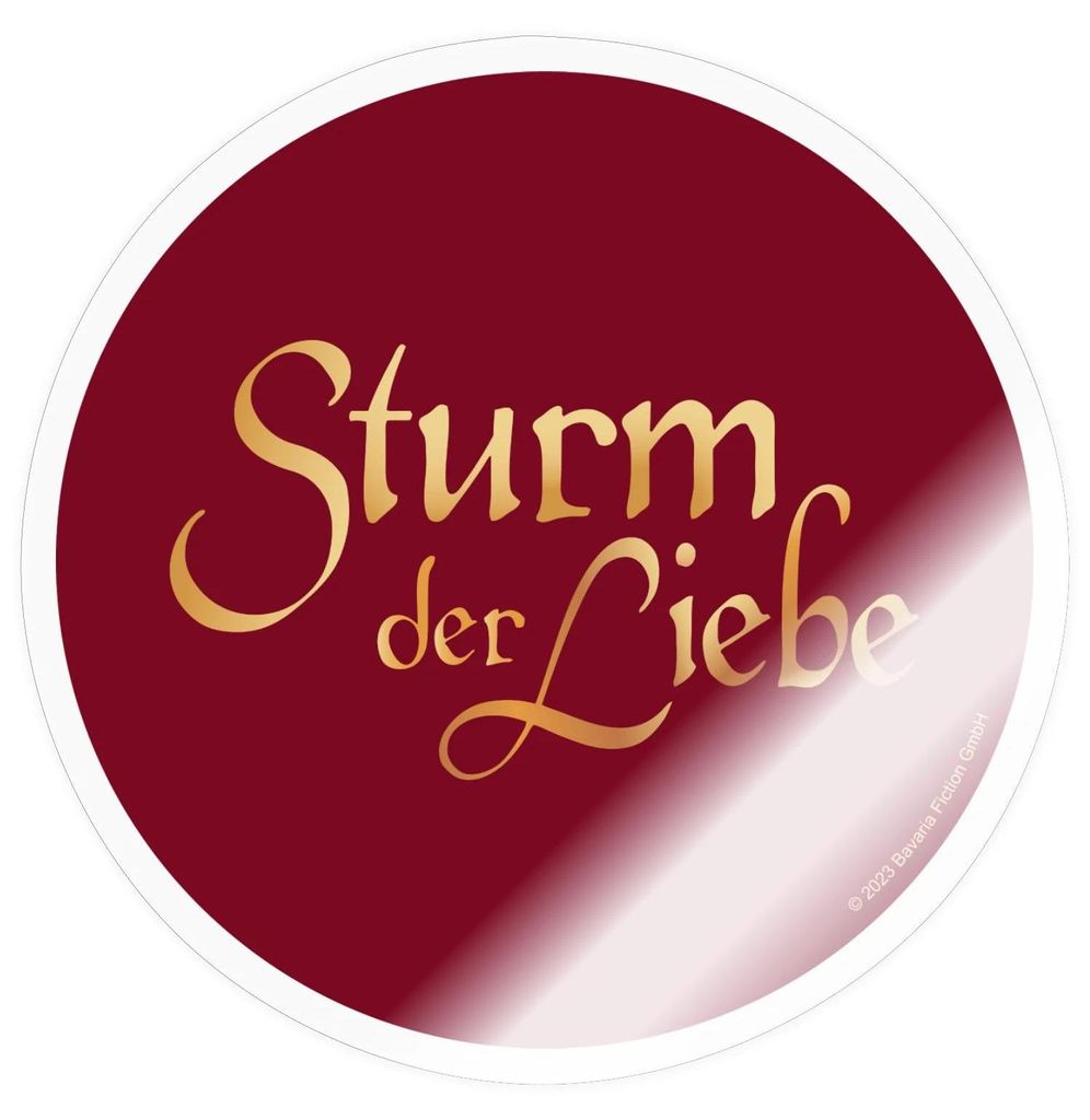 Spreadshirt Sturm Der Liebe Schriftzug Logo Gold Textur Sticker Aufkleber, 10 x 10 cm, Transparent glänzend