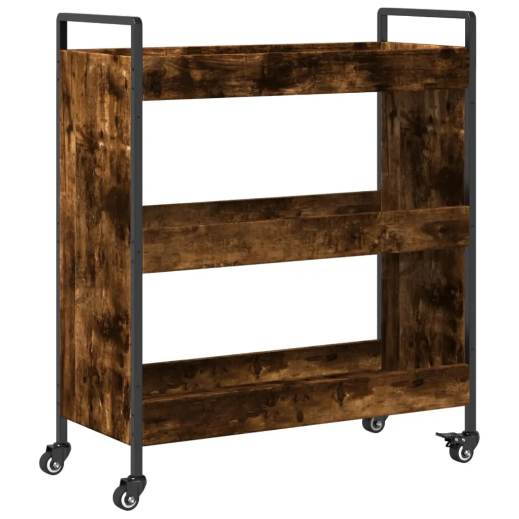 Carrello da cucina in rovere fumé 70x30x82 cm materiale a base di legno